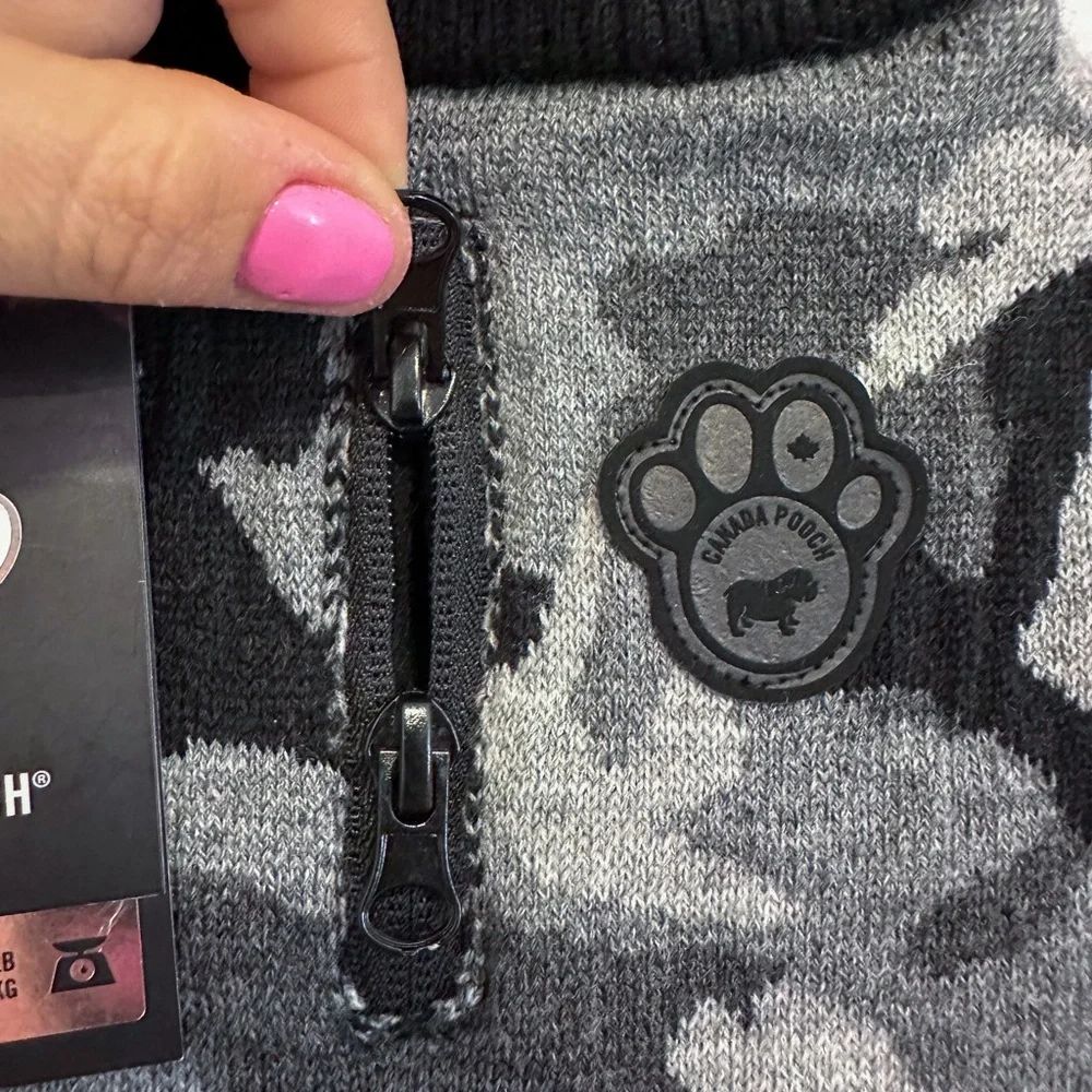 Canada Pooch Black & Gray Camo Northern Knit Winter Coat